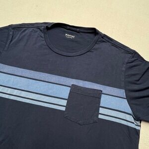 Marine Layer Mens Navy Blue Striped Pocket T-Shirt Size M/L Made in California